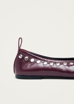 Rosalind Studs Patent Burgundy Leather Ballet Flats from Alohas