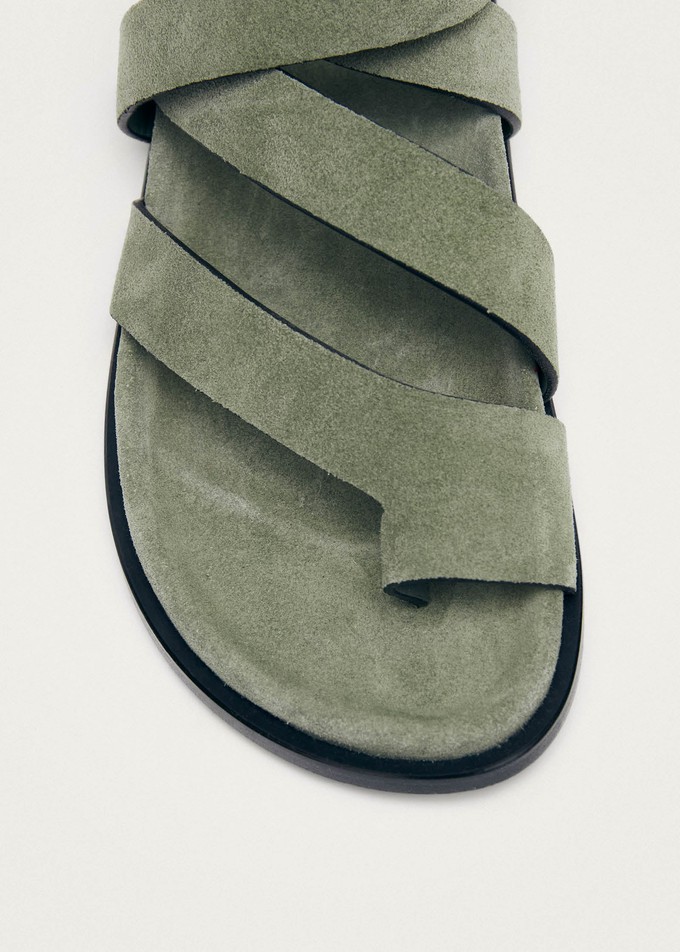 Tide Suede Green Leather Sandals from Alohas