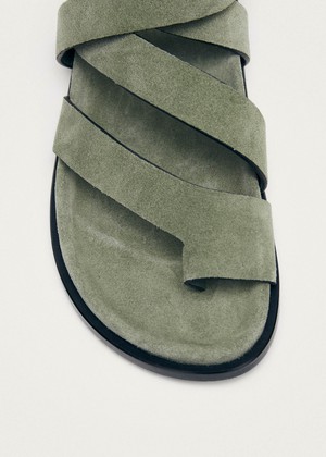 Tide Suede Green Leather Sandals from Alohas