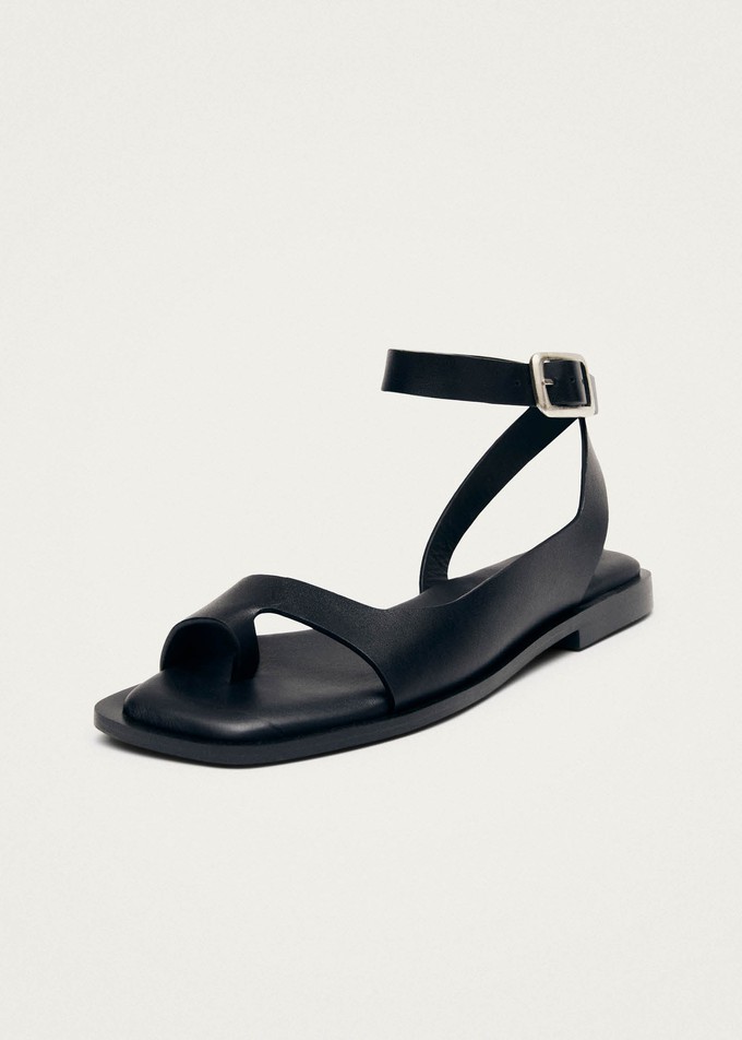 Tebas Black Leather Sandals from Alohas
