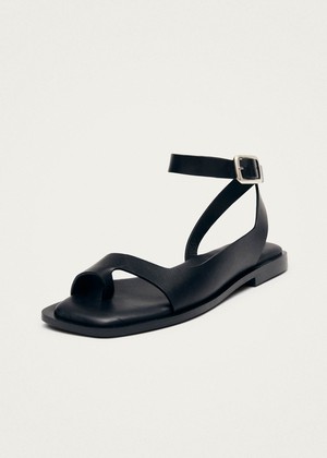 Tebas Black Leather Sandals from Alohas
