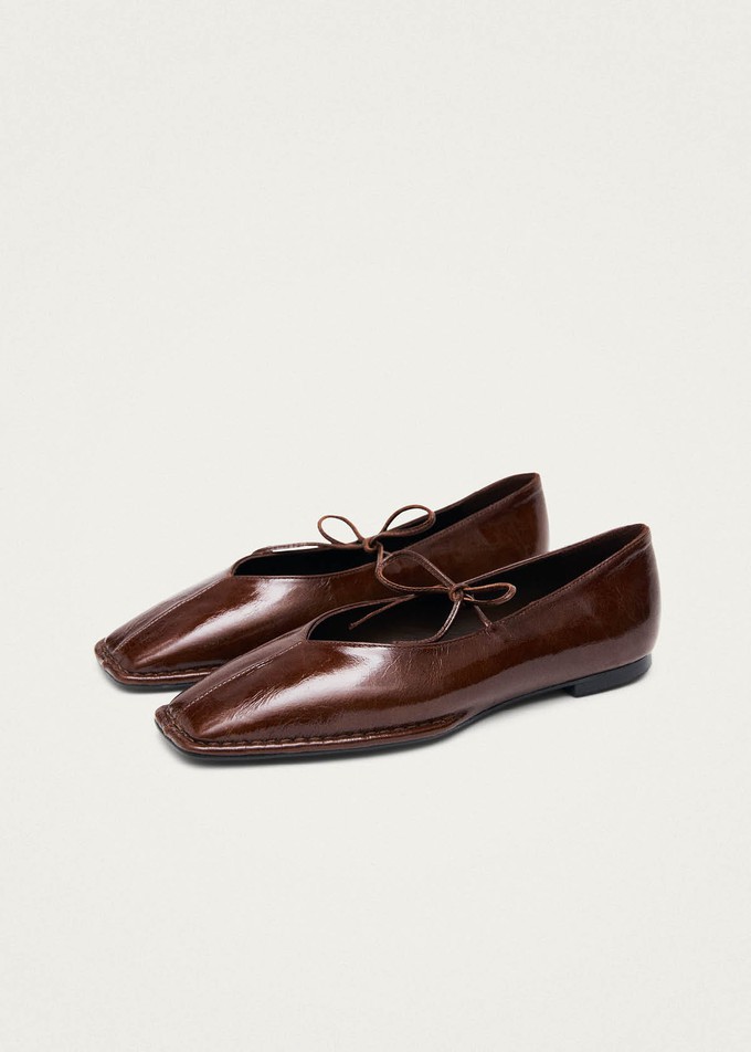 Sway Patent Brown Leather Ballet Flats from Alohas