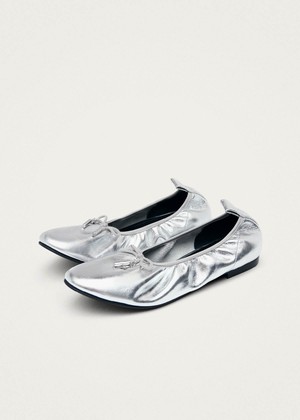 Elena Shimmer Silver Leather Ballet Flats from Alohas
