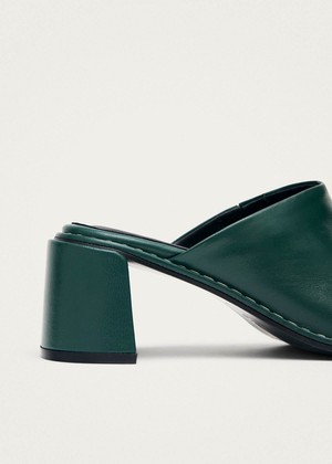 Lex Dark Green Leather Mules from Alohas