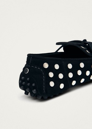 Calum Suede Black Leather Loafers from Alohas