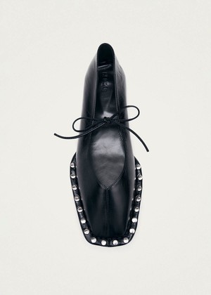 Sway Studs Rift Black Leather Ballet Flats from Alohas