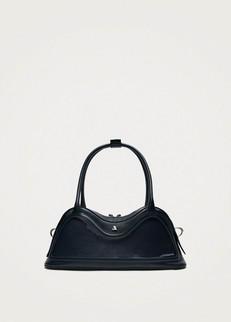 Hilma Vinyl Black Leather Bag via Alohas