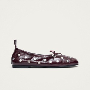 Rosalind All Studs Patent Burgundy Leather Ballet Flats from Alohas