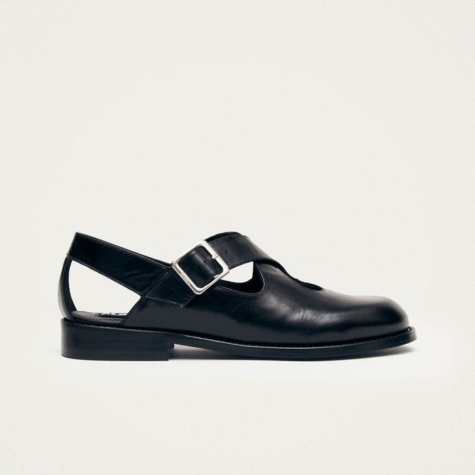 Marion Black Leather Ballet Flats from Alohas