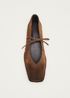 Sway Vintage Effect Suede Brown Leather Ballet Flats via Alohas