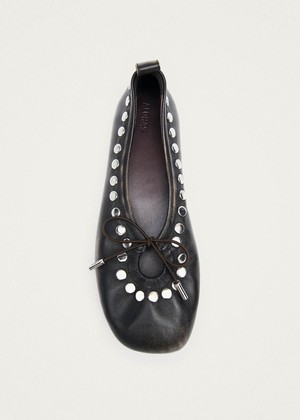 Rosalind Studs Vintage Effect Brown Leather Ballet Flats from Alohas