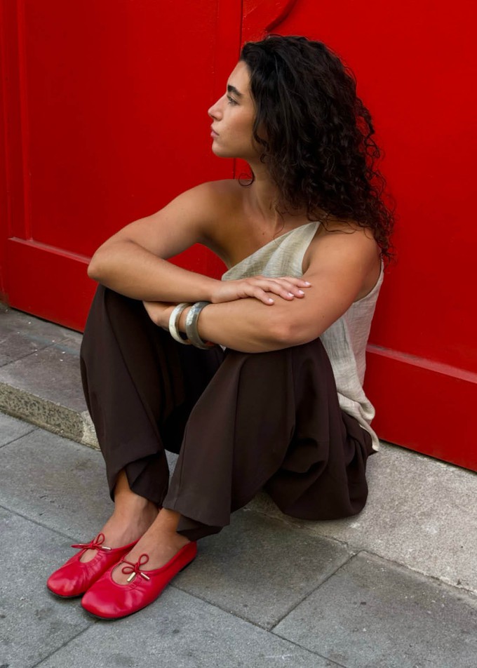 Rosalind Red Leather Ballet Flats from Alohas