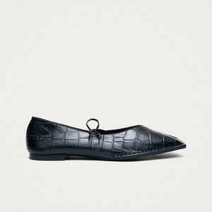 Sway Croco Black Leather Ballet Flats from Alohas