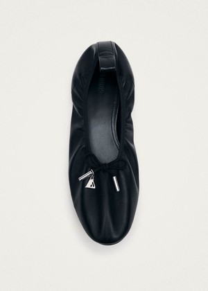 Elena Black Leather Ballet Flats from Alohas