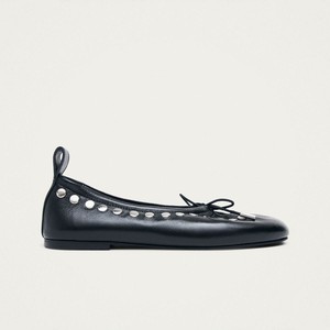 Rosalind Studs Black Leather Ballet Flats from Alohas
