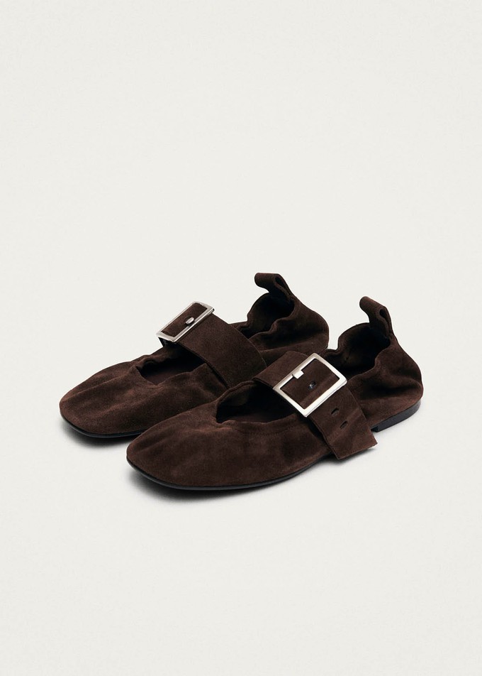 Sarea Suede Brown Leather Ballet Flats from Alohas