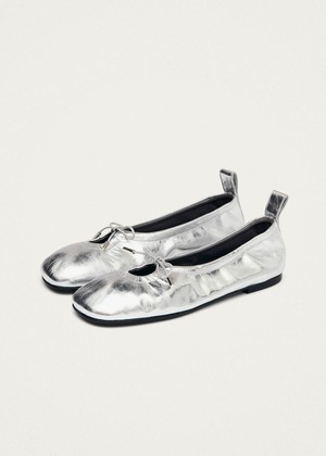 Rosalind Shimmer Silver Leather Ballet Flats from Alohas
