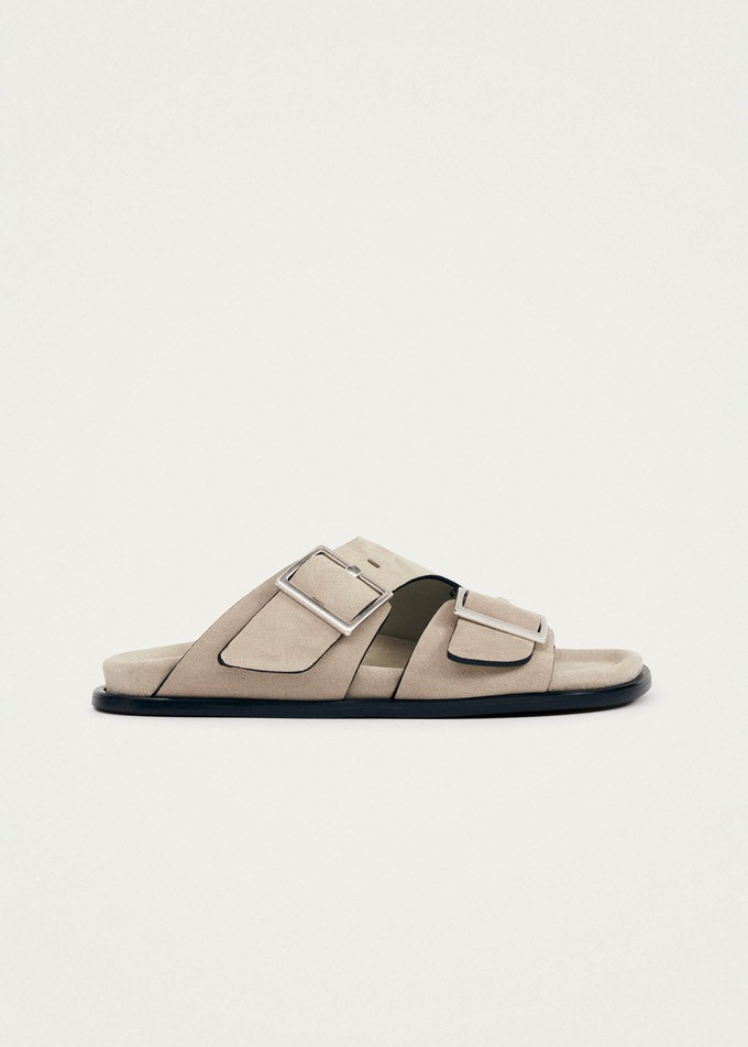 Alba Suede Beige Leather Sandals from Alohas