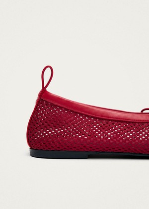 Rosalind Mesh Red Leather Ballet Flats from Alohas
