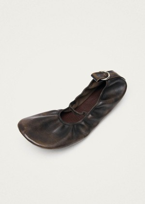 Naira Barefoot Vintage Effect Brown Leather Ballet Flats from Alohas