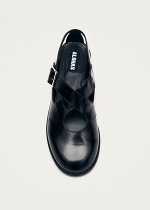 Marion Black Leather Ballet Flats from Alohas