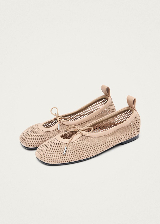 Rosalind Mesh Beige Leather Ballet Flats from Alohas