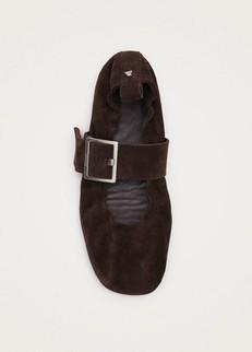 Sarea Suede Brown Leather Ballet Flats via Alohas