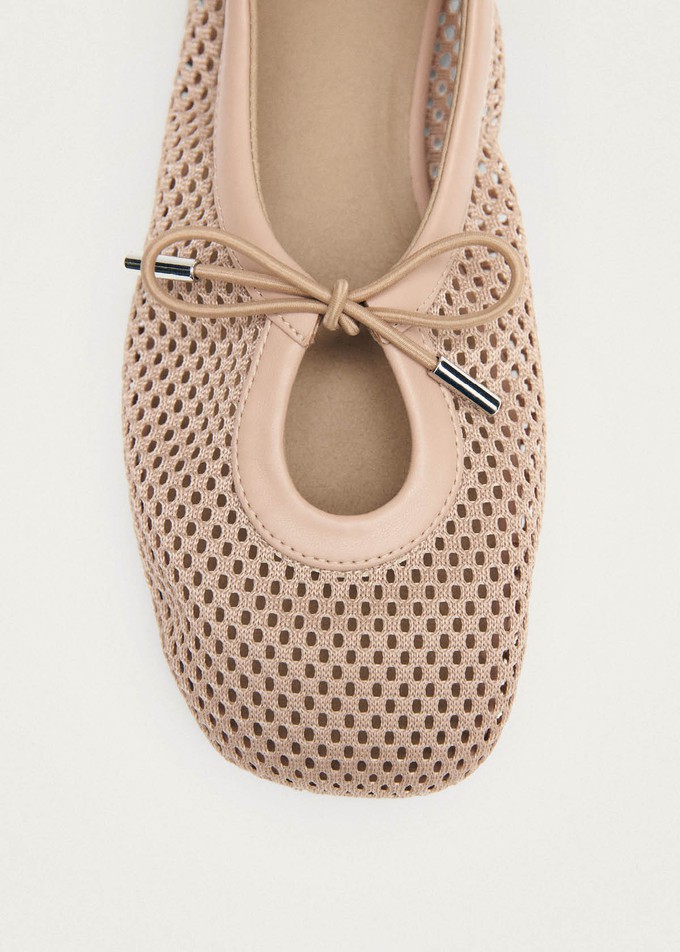 Rosalind Mesh Beige Leather Ballet Flats from Alohas