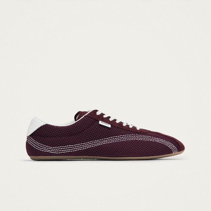 Tb.267 Welle Mesh Burgundy Leather Sneakers from Alohas