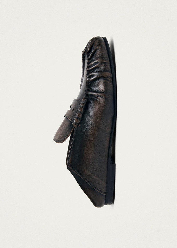 Aven Mule Vintage Effect Brown Leather Loafers from Alohas