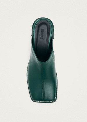 Lex Dark Green Leather Mules from Alohas