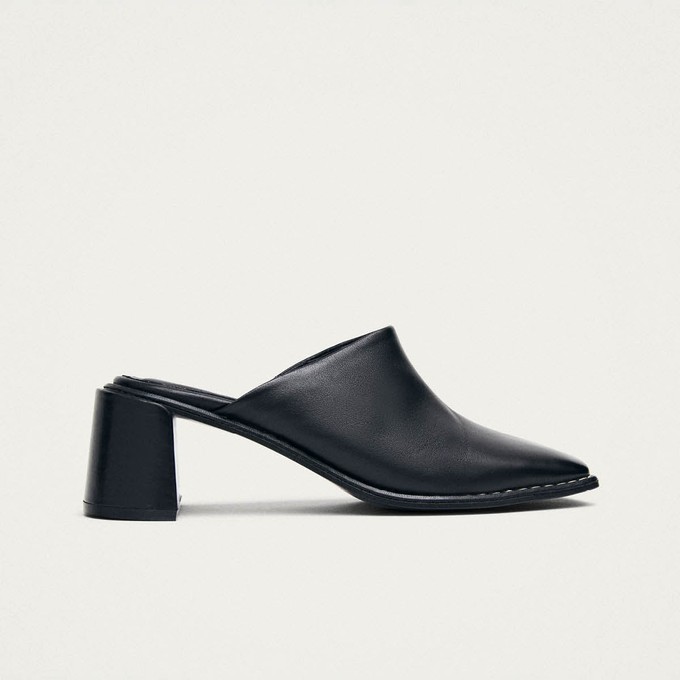 Lex Black Leather Mules from Alohas
