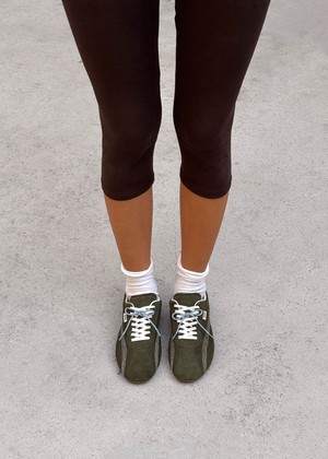 Tb.267 Welle Mesh Olive Green Leather Sneakers from Alohas