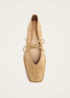 Sway Suede Beige Leather Ballet Flats via Alohas