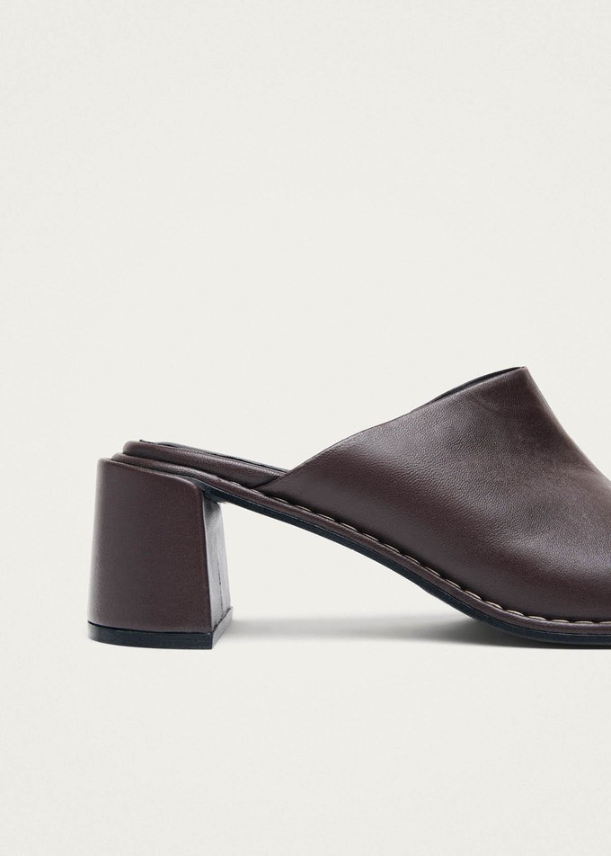 Lex Dark Chocolate Leather Mules from Alohas