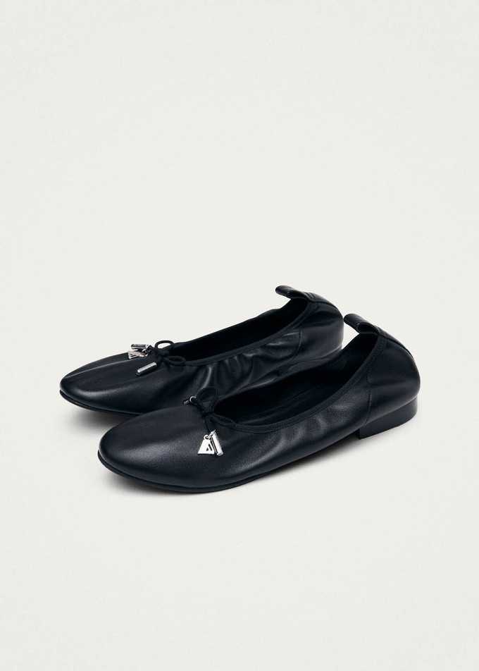 Elena Black Leather Ballet Flats from Alohas