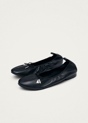 Elena Black Leather Ballet Flats from Alohas