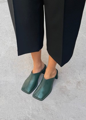 Lex Dark Green Leather Mules from Alohas