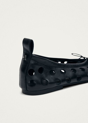 Rosalind Cut Out Black Leather Ballet Flats from Alohas