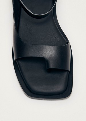 Tebas Black Leather Sandals from Alohas