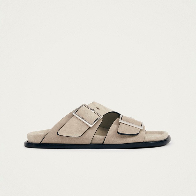 Alba Suede Beige Leather Sandals from Alohas