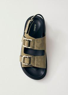 Harper Suede Khaki Leather Sandals via Alohas