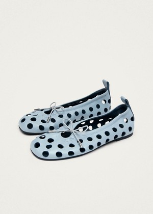 Rosalind Cut Out Blue Leather Ballet Flats from Alohas