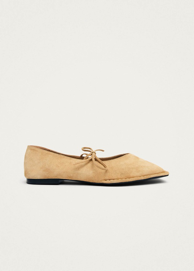 Sway Suede Beige Leather Ballet Flats from Alohas