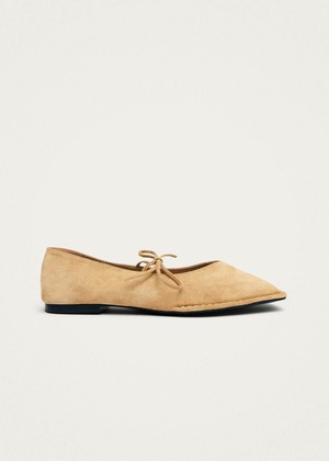 Sway Suede Beige Leather Ballet Flats from Alohas