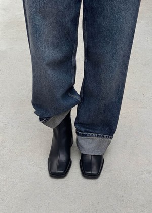 South Black Leather Ankle Boots from Alohas