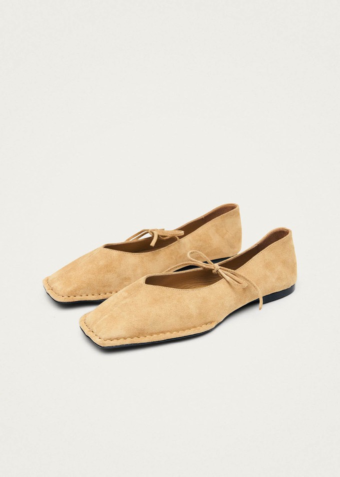 Sway Suede Beige Leather Ballet Flats from Alohas