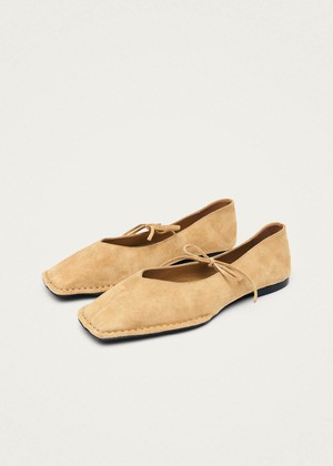 Sway Suede Beige Leather Ballet Flats from Alohas