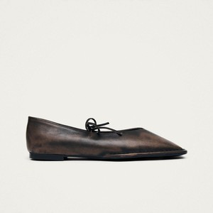 Sway Vintage Effect Brown Leather Ballet Flats from Alohas