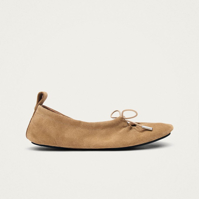 Rosalind Barefoot Suede Sand Leather Ballet Flats from Alohas